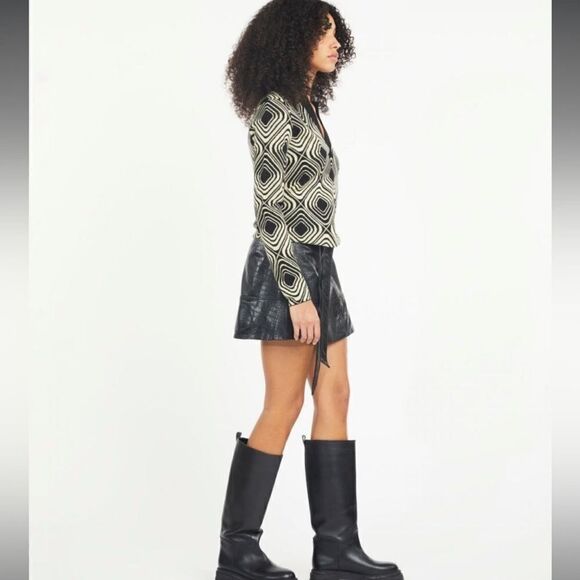 NWT Tanya Taylor Darcy Knit Butter/ Black Wool Large - Picture 8 of 14